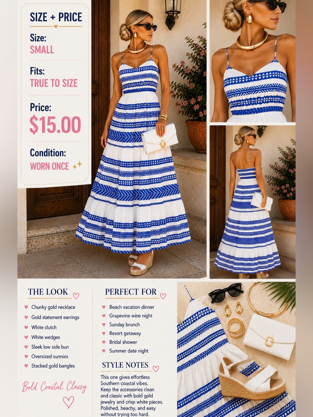 Blue and White Striped Maxi Sundress